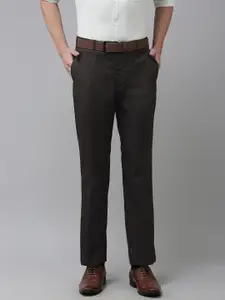 Park Avenue Men Coffee Brown Smart Fit Solid Formal Trousers
