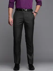 Raymond Men Charcoal Grey Solid Slim Fit Mid-Rise Plain Woven Flat-Front Formal Trousers