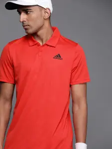 ADIDAS Men Red Printed Polo Collar T-shirt