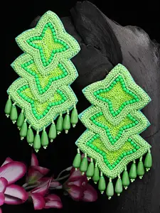 Moedbuille Green Contemporary Handcrafted Drop Earrings