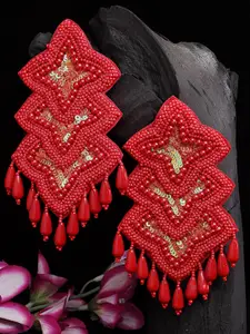 Moedbuille Red Contemporary Drop Earrings