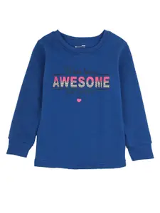PROTEENS Girls Blue Typography Printed T-shirt