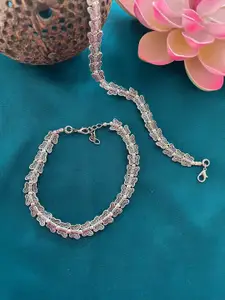 Digital Dress Room Set Of 2 Women Silver-Toned Butterfly Designs Oxidised Anklet
