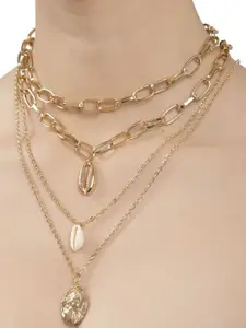 OOMPH Gold-Toned Layered Charm Necklace