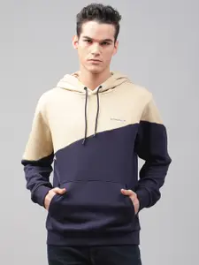 LINDBERGH Men Beige Colourblocked Hooded Sweatshirt
