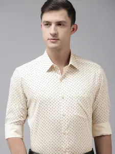 Arrow Men White Classic Printed Pure Cotton Formal Shirt