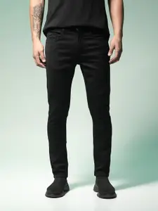 Flying Machine Men Black Michael Slim Tapered Fit Mid-Rise Clean Look Stretchable Jeans