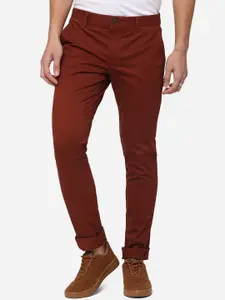 JADE BLUE Men Red Slim Fit Trousers