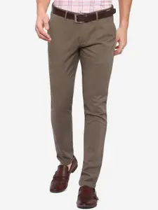 Greenfibre Men Olive Green Slim Fit Trousers