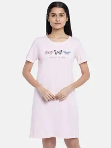 Dreamz by Pantaloons Pink Printed Pure Cotton Nightdress