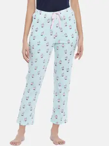 Dreamz by Pantaloons Women Pink & Blue Printed Cotton Lounge Pants