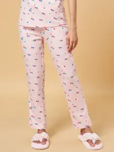 Dreamz by Pantaloons Women Pink Printed Cotton Lounge Pants
