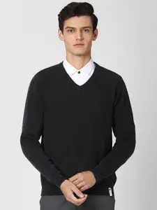 Peter England Casuals Men Black Pure Cotton Pullover