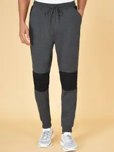 Ajile by Pantaloons Men Grey Melange Solid Pure Cotton Slim-Fit Joggers