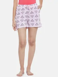 Dreamz by Pantaloons Women Lavender & Purple Printed Cotton Lounge Shorts