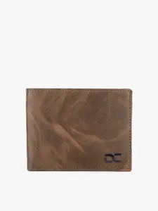 Dezire Crafts Men Brown Abstract Textured PU Two Fold Wallet