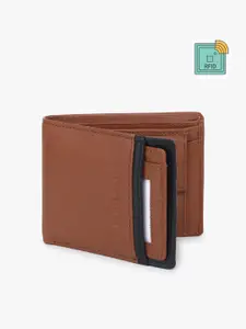 Dezire Crafts Men Tan Brown Solid Textured Two Fold Leather Wallet