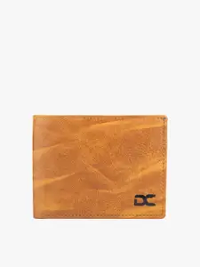 Dezire Crafts Men Tan Textured Zip Detail PU Two Fold Wallet