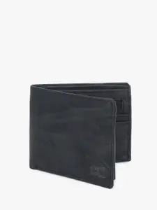 Dezire Crafts Men Black Textured Zip Detail PU Two Fold Wallet