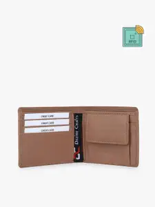 Dezire Crafts Men Beige Solid RFID Two Fold Leather Wallet