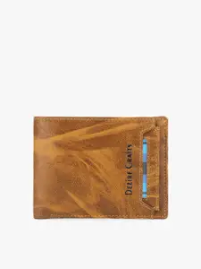 Dezire Crafts Men Khaki & Mustard Yellow Bi-Fold Two Fold Wallet