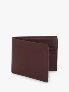 Dezire Crafts Men Brown Textured Zip Detail PU Two Fold Wallet