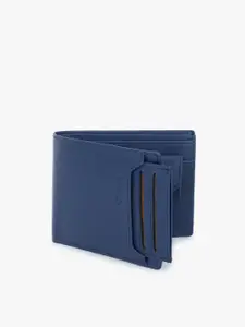 Dezire Crafts Men Blue Textured Two Fold Wallet with Detachable Card Slot Case