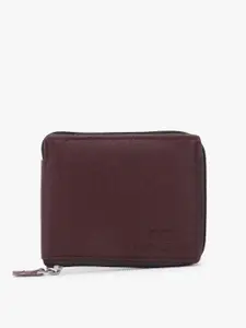 Dezire Crafts Men Brown Textured Zip Detail PU Zip Around Wallet