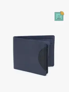 Dezire Crafts Men Blue Textured Cut Work Leather Two Fold Wallet