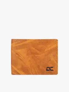 Dezire Crafts Men Tan Abstract Textured PU Two Fold Wallet