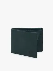 Dezire Crafts Men Green Textured Cut Work PU Leather Two Fold Wallet