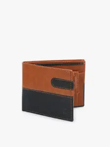 Dezire Crafts Men Tan Brown & Black Textured Bi-Fold Two Fold Wallet