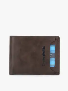 Dezire Crafts Men Brown Textured Cut Work PU Two Fold Wallet