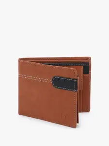 Dezire Crafts Men Tan Brown & Black Textured Bi-Fold Slim Wallet