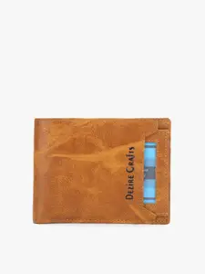 Dezire Crafts Men Tan Textured PU Leather Bi-Fold Slim Wallet