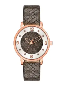 PERCLUTION ENTERPRISE Women Brown Dial & Leather Textured Straps Analogue Watch PE365