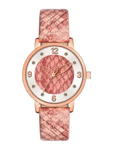 PERCLUTION ENTERPRISE Women Pink Dial & Pink Leather Straps Analogue Watch PE363
