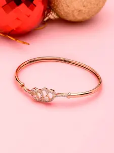 Zaveri Pearls Women Rose Gold Plated Brass Cubic Zirconia Heart Design Kada Style Bracelet