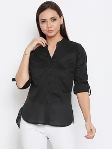 Ruhaans Women Black Classic Casual Shirt