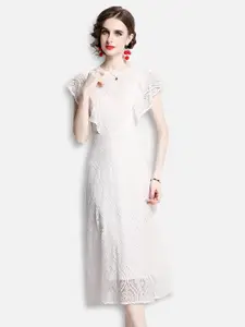 JC Collection White Floral Midi Dress