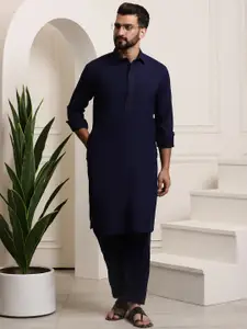 SOJANYA Navy Pathani Kurta Pyjama