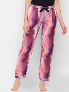 FashionRack Women Purple & Maroon Printed Cotton Lounge Pants