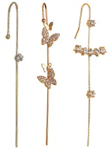 Vembley Pack Of 3 Gold-Toned Spiked Drop Earrings