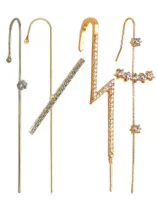 Vembley Set of 4 Gold-Toned Spiked Drop Earrings