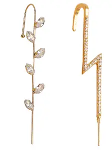 Vembley Set Of 2 Gold-Toned Spiked Ear Cuff Earrings