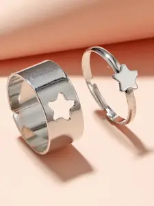 Vembley Silver-Plated Adjustable Couple Finger Ring