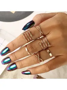 Vembley Women Gold-Plated 6 Pcs Western Style Ring Set