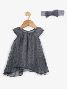 Creative Kids Infant Girl Grey A-Line Dress with Hairband