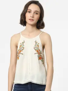 ONLY Beige Floral Embroidered Top
