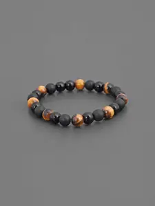 Tistabene Men Black & Brown Tigers Eye Stones & Beads Handcrafted Bracelet
